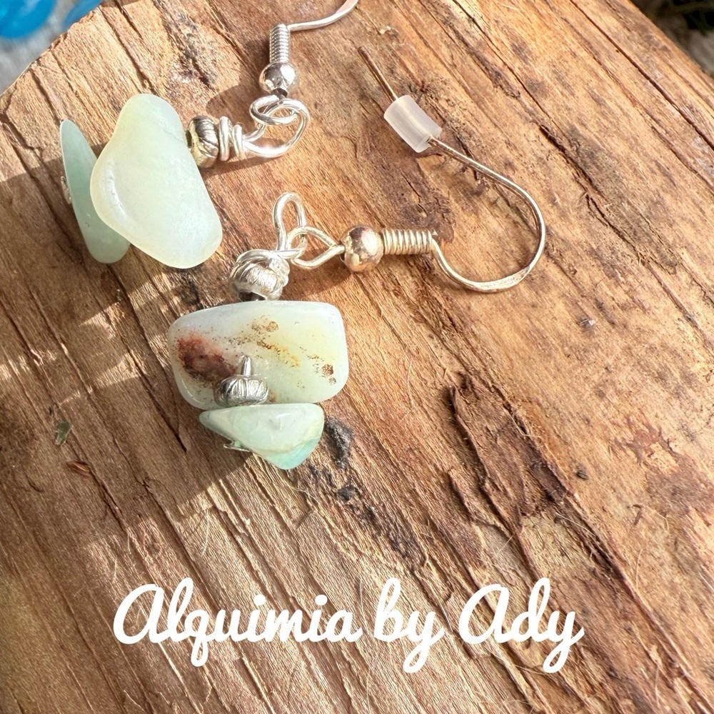 AMAZONITE +  Silver and Green Dangle Earrings with Natural Stones